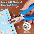 2 Pcs Hole Punch, 1/4" and 1/8" Hole Puncher with Blue Soft Grip