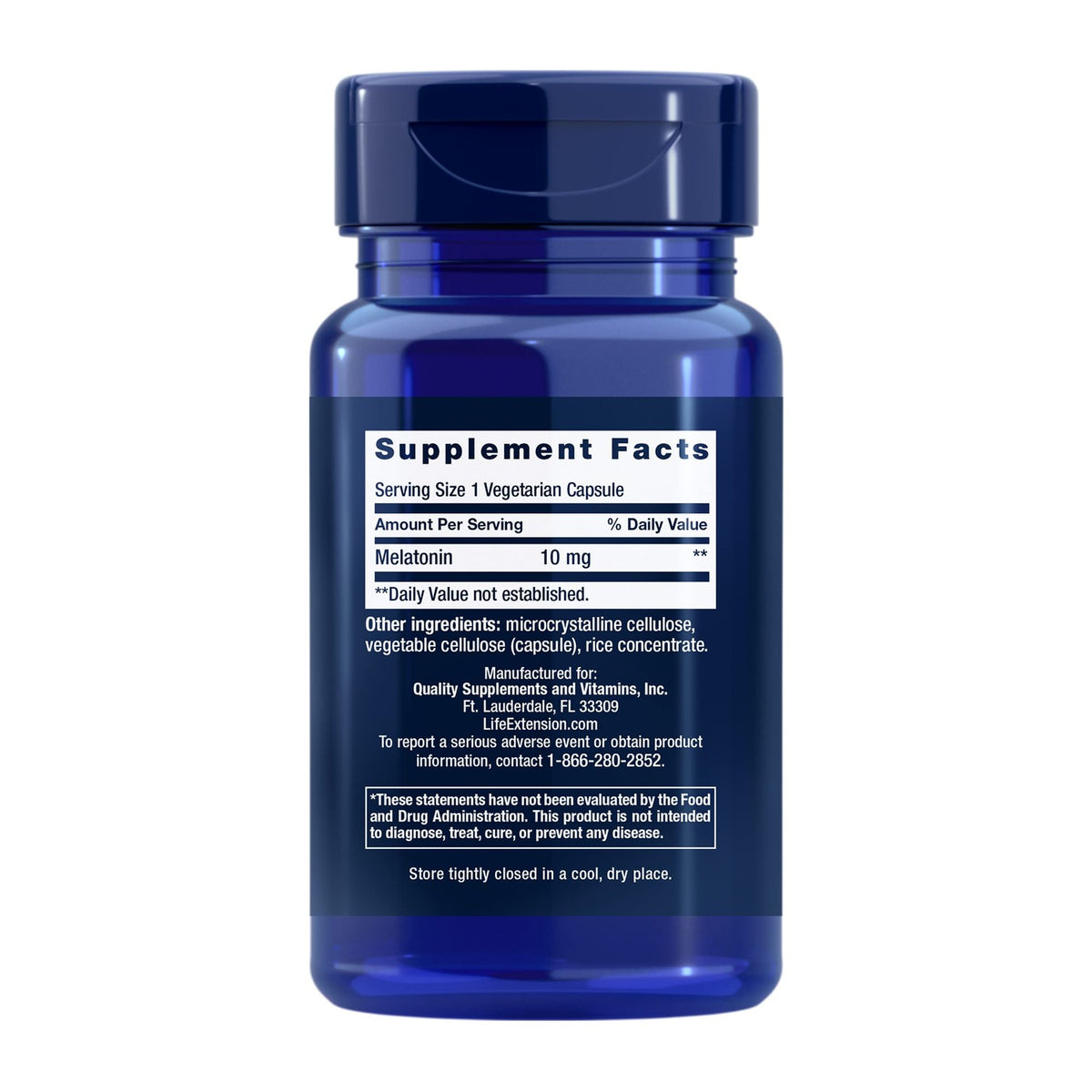 Life Extension Melatonin, 10 mg, Highest Dosage, 60 Capsules