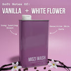 Mozi Wash Laundry Detergent Liquid, Vanilla Moon, 50+ Loads, Concentrated, Plant Based, Cruelty & Dye Free, Phosphate & Paraben Free, Earth Friendly, Long Lasting Fresh Scent, 32 oz Recyclable Bottle