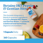 Buy now Doctor's Best Betaine HCI Pepsin & Gentian Bitters, Digestive Enzymes for Protein Breakdown & Absorption, Non-GMO, Gluten Free, 360 Count (Pack of 1) at indiglob india