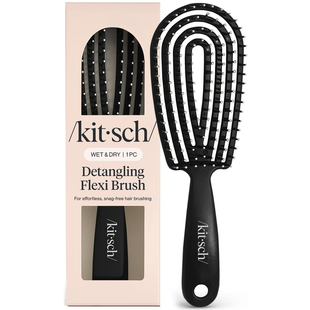 Kitsch Flexi Flow Detangler Brush, Hair Brushes For Women - Haze Blue | Brush Detangler for Women, Men & Kids, Curly Hair Brush w/ Bendable Frame, Bounce Curl Defining Brush for Wet or Dry Strands