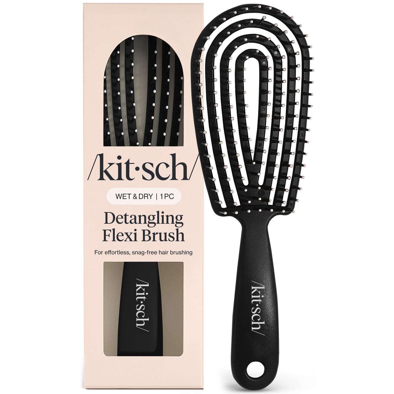 Kitsch Flexi Flow Detangler Brush, Hair Brushes For Women - Haze Blue | Brush Detangler for Women, Men & Kids, Curly Hair Brush w/ Bendable Frame, Bounce Curl Defining Brush for Wet or Dry Strands