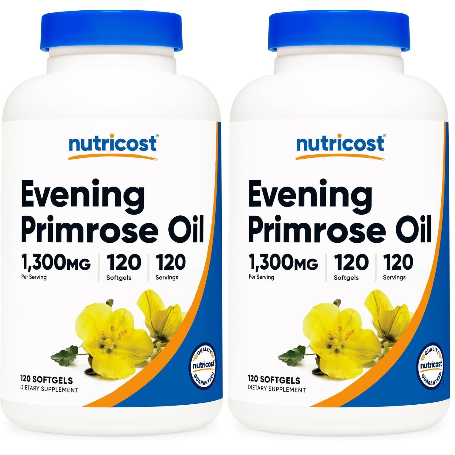 Nutricost Evening Primrose Oil 1,300mg, 120 Softgels, Cold Pressed | GMO-Free, Gluten Free, 120 Servings
