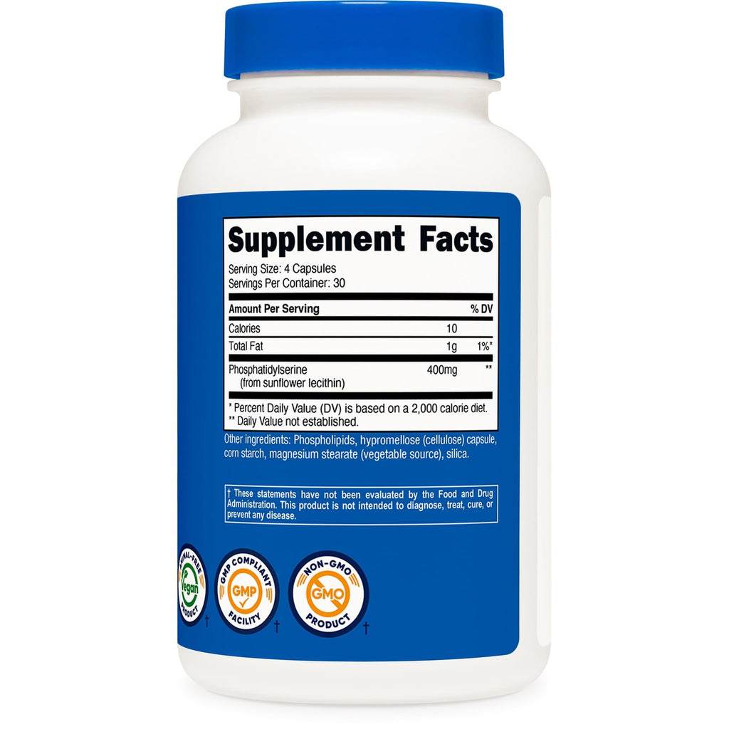 Nutricost Phosphatidylserine (400mg) 120 Capsules, Gluten Free | 30 Servings, Soy Free, Vegetarian Friendly, GMO-Free