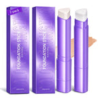 2Pcs Foundation Stick,2-in-1 Color Changing Foundation Stick with Brush – Natural Finish, Buildable Coverage, Moisturizing Long-Lasting Makeup for Mature Skin & All Types