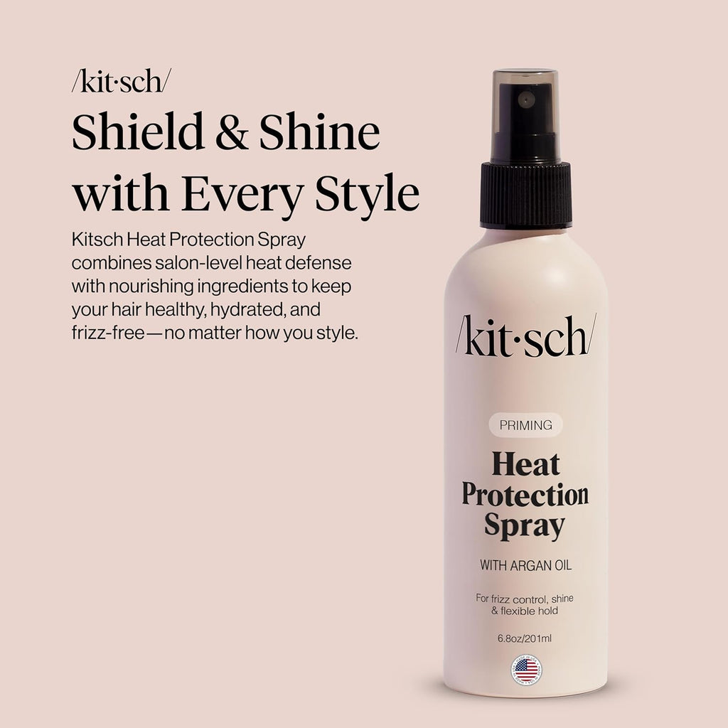 Buy now Kitsch Heat Protection Spray for Hair â€“ Heat Protectant for Hair with Argan Oil â€“ Styling Hair Spray for Frizz Control, Shine & Damage Protection â€“ Protects Strands | Ideal Gifts for Women â€“ 6.8oz at indiglob india