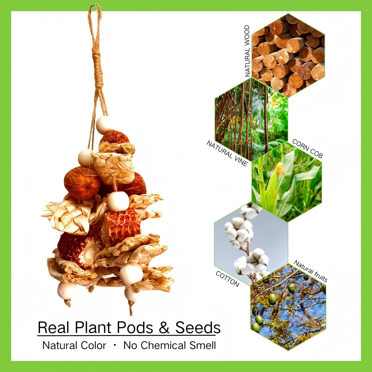 2pcs Bird Toys for Parakeets,Parrot Cage Chewing Hanging Toy