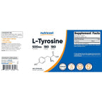 Nutricost L-Tyrosine Supplement 500mg, 180 Capsules, Gluten-Free, GMO-Free