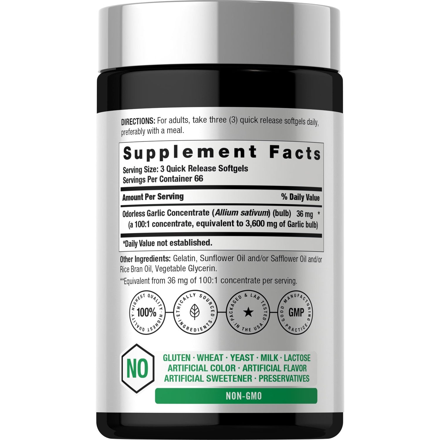 Horbäach Odorless Garlic Softgel Supplement | 200 Pills | Ultra Potent Concentrated Herbal Extract | Non-GMO & Gluten Free