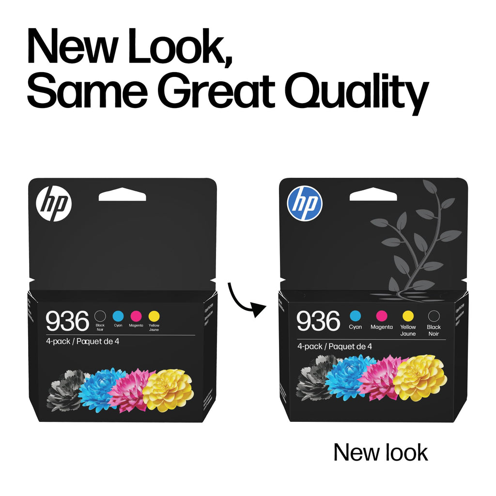 HP 936 Black, Cyan, Magenta, Yellow Ink Cartridges (4-Pack) | Works with OfficeJet 9120, Pro 9110, 9120, 9130, Wide Format 9730 | Eligible for Instant Ink | 6C3Z5LN