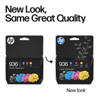 HP 936 Black, Cyan, Magenta, Yellow Ink Cartridges (4-Pack) | Works with OfficeJet 9120, Pro 9110, 9120, 9130, Wide Format 9730 | Eligible for Instant Ink | 6C3Z5LN