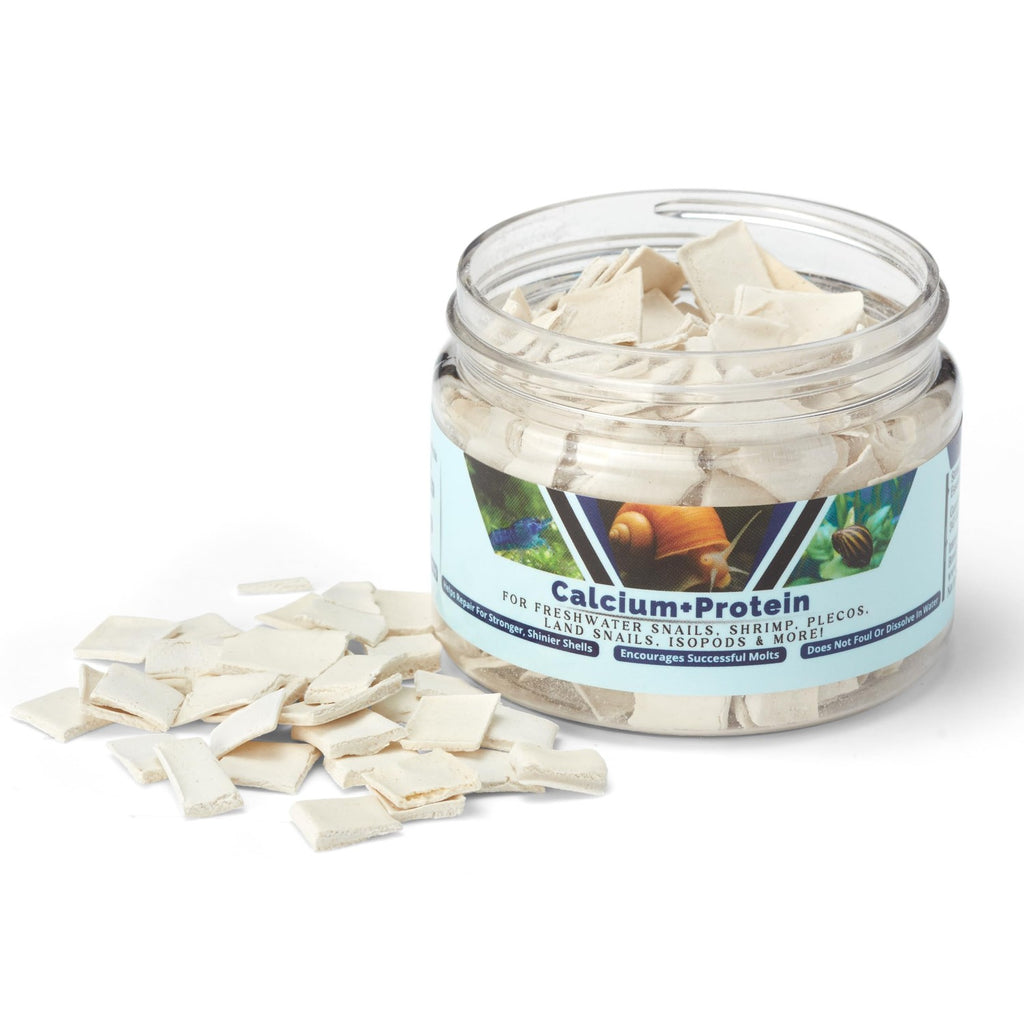 Calcium + Protein, for Strong Shells, Healthy Molts, 100% Natural, Does Not Dissolve in Water, Fast Sinking for Aquatic Shrimp, Snails, Plecos and More! Biologist Made in USA