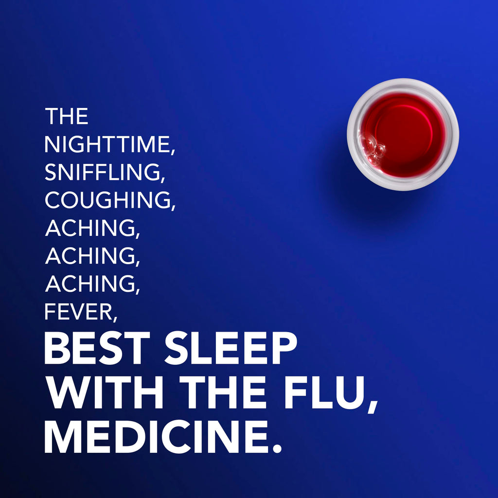 Buy now Vicks DayQuil & NyQuil Intense Flu Liquid, Value Pack, Over-The-Counter, Multi-Symptom, Powerful Relief for Body Aches, Fever, Headache, Sore Throat, and Cough, 6 Hour Relief, Cherry Flavor, 12 FL OZ at indiglob india