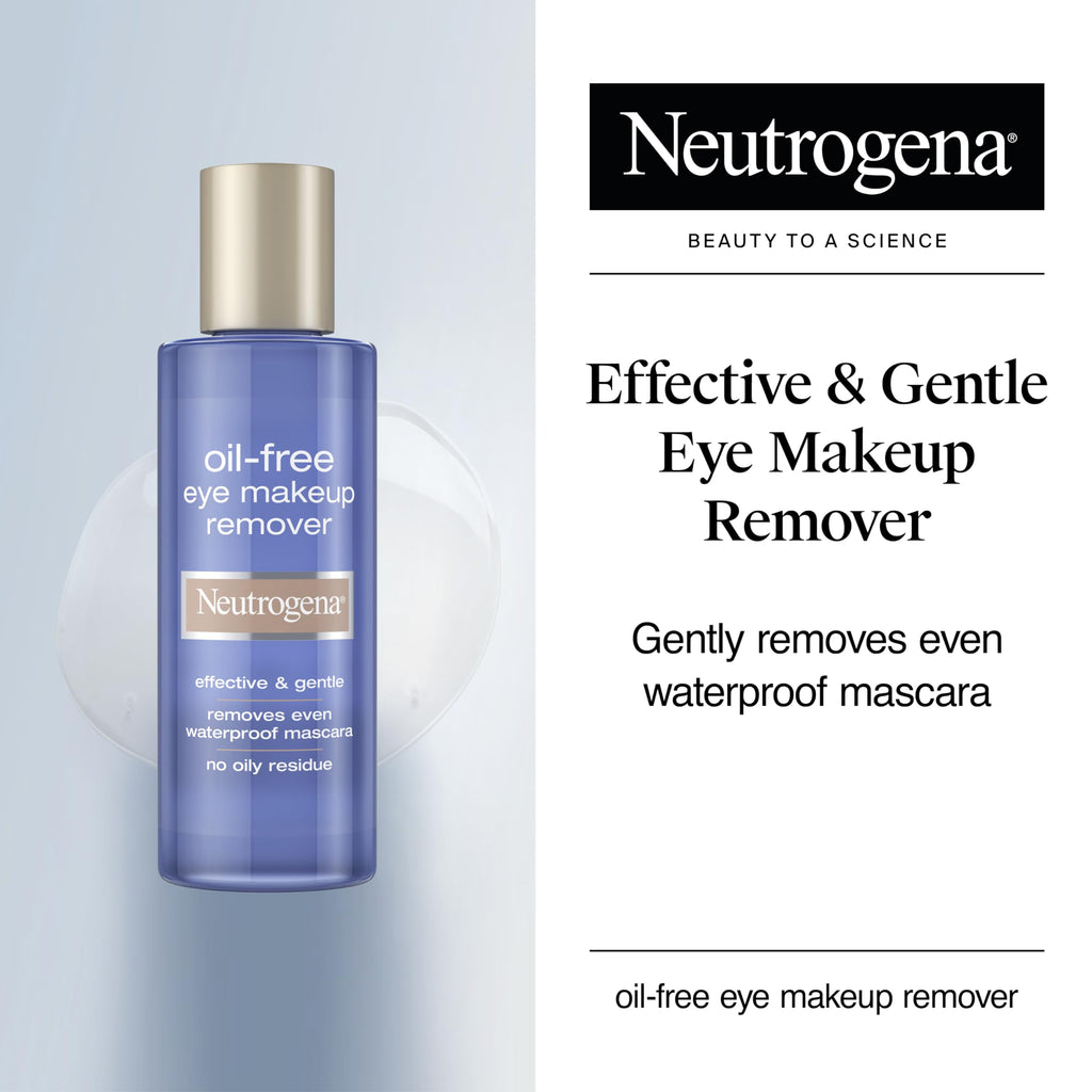 Neutrogena Eye Makeup Remover, 5.5 fl oz | Gentle Oil-Free Formula for Sensitive Eyes, Liquid Makeup Remover & Cleanser with Aloe & Cucumber, Waterproof Mascara Remover