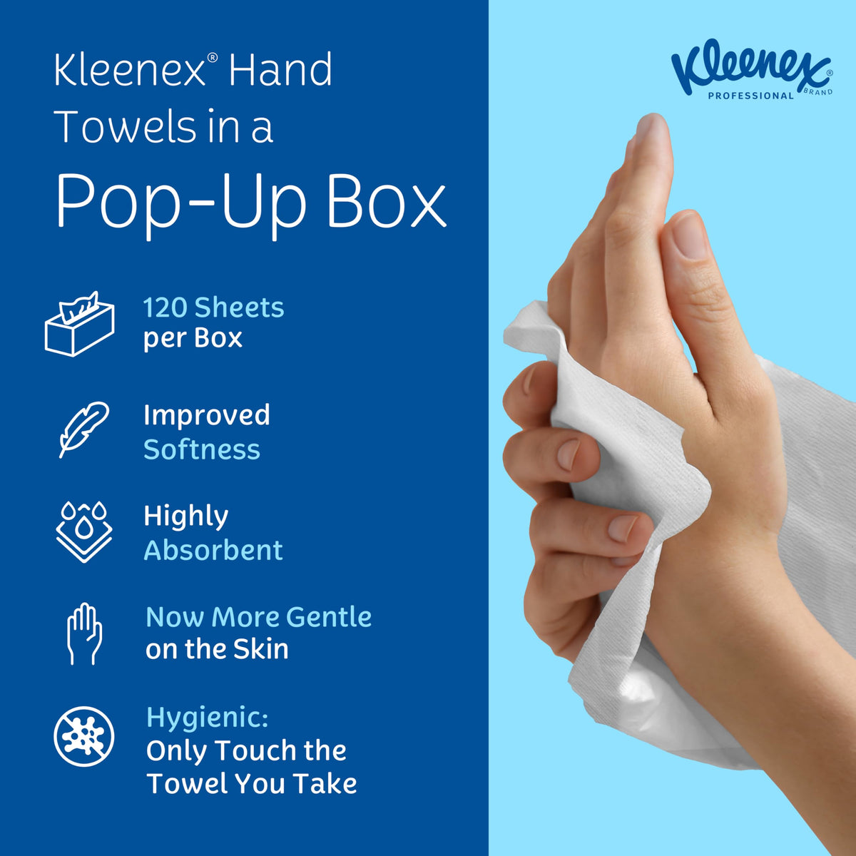 Kleenex Professional Paper Hand Towels, Bulk, 18 Boxes x 120 Sheets (01701)