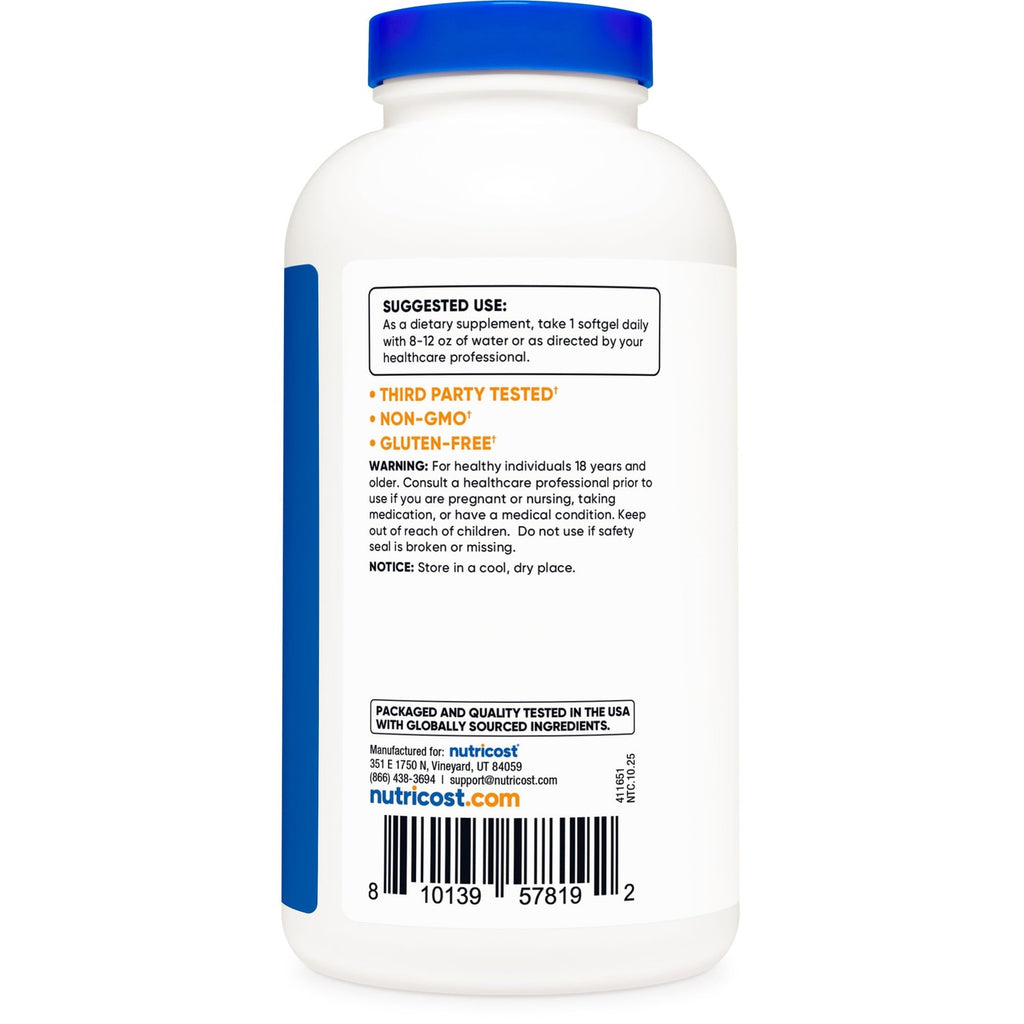 Nutricost Vitamin E 1,000 IU (450mg) 240 Softgels - GMO-Free, Gluten-Free