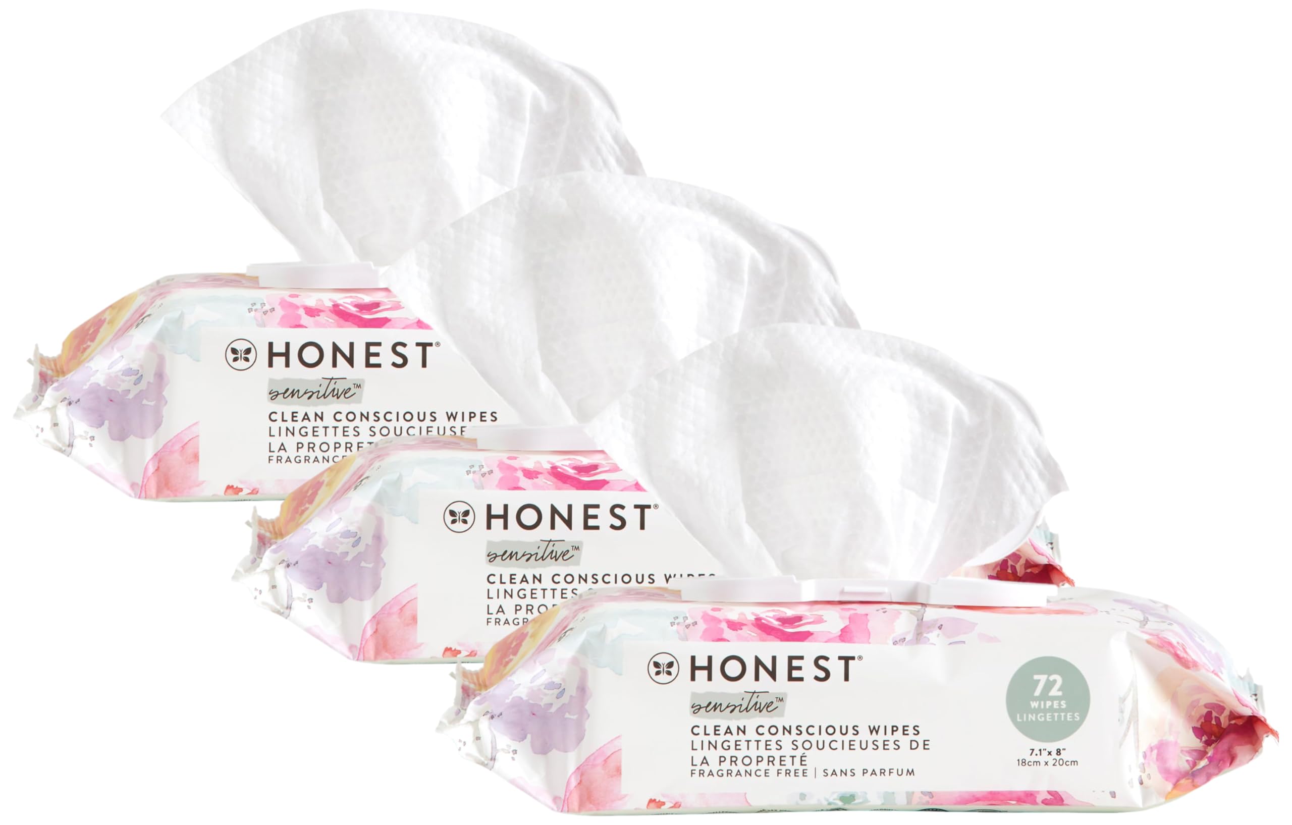Buy now The Honest Company Hypoallergenic Multi-Use Baby Wipes for Sensitive Baby Skin Rainbow 60 Count Rose Blossom 72 Count (Pack of 3) at indiglob india
