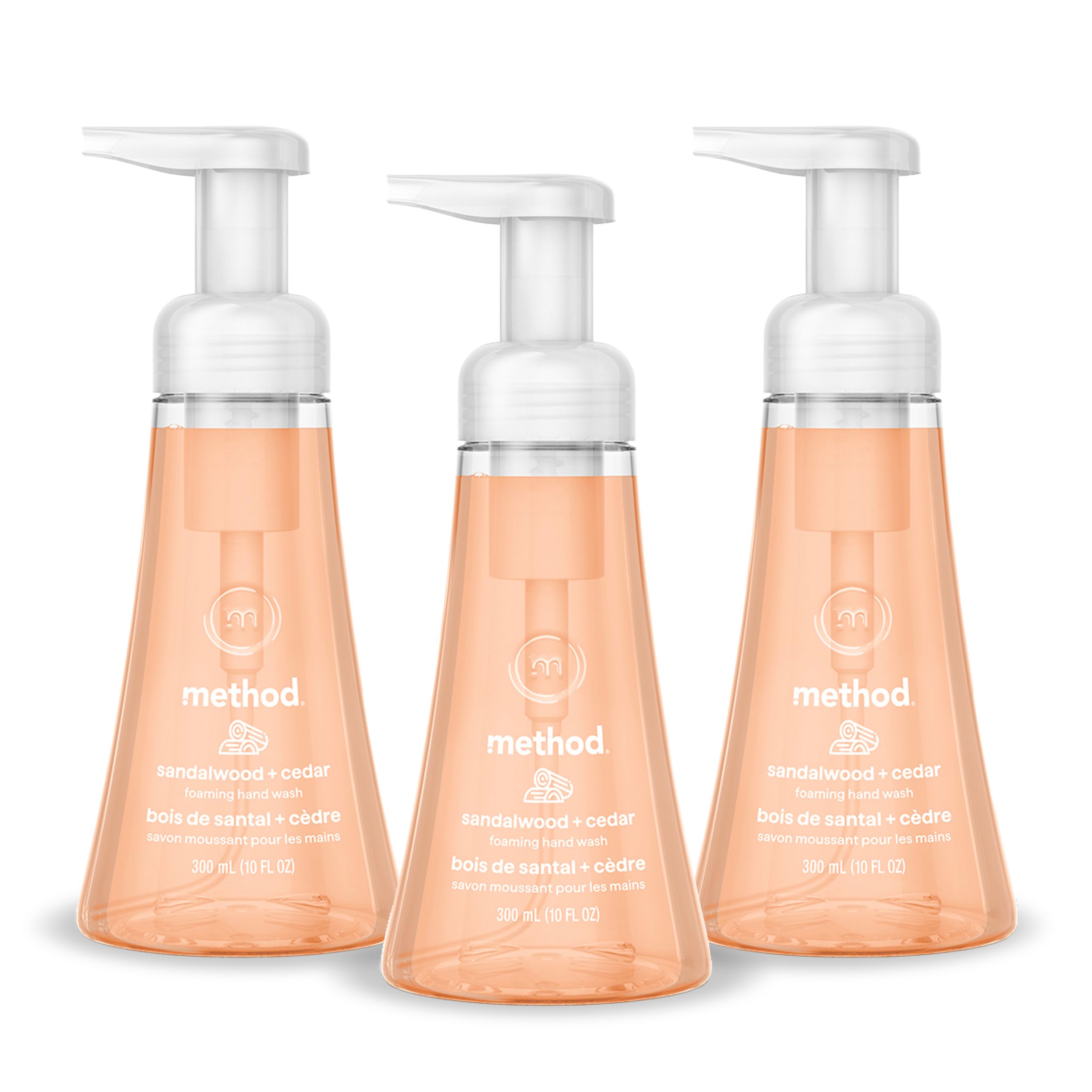 method Foaming Hand Wash, Sandalwood + Cedar, 10 fl oz, 3 pack | Hydrates & Softens Skin, Designed for Gentle Everyday Cleansing