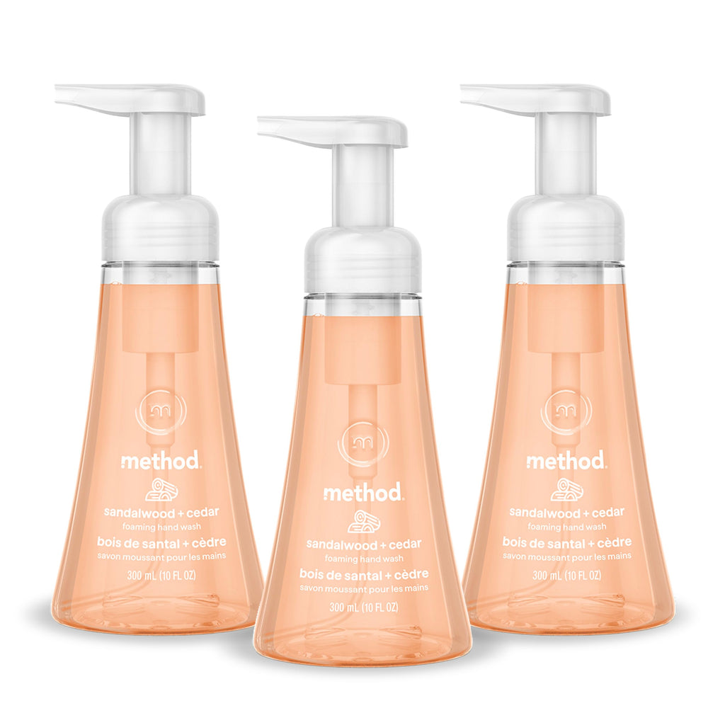 method Foaming Hand Wash, Sandalwood + Cedar, 10 fl oz, 3 pack | Hydrates & Softens Skin, Designed for Gentle Everyday Cleansing