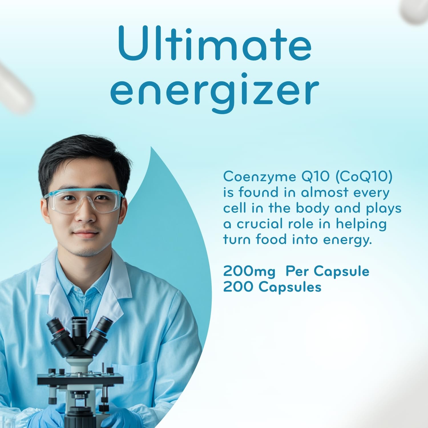 Clear Formulas Quick Absorption CoQ10 200mg - Coenzyme Q10 Potent Antioxidant for Heart Energy and Aging Support - High Stability CoQ10 Ubiquinone Capsules - Made in a cGMP US Lab - 200 Capsules