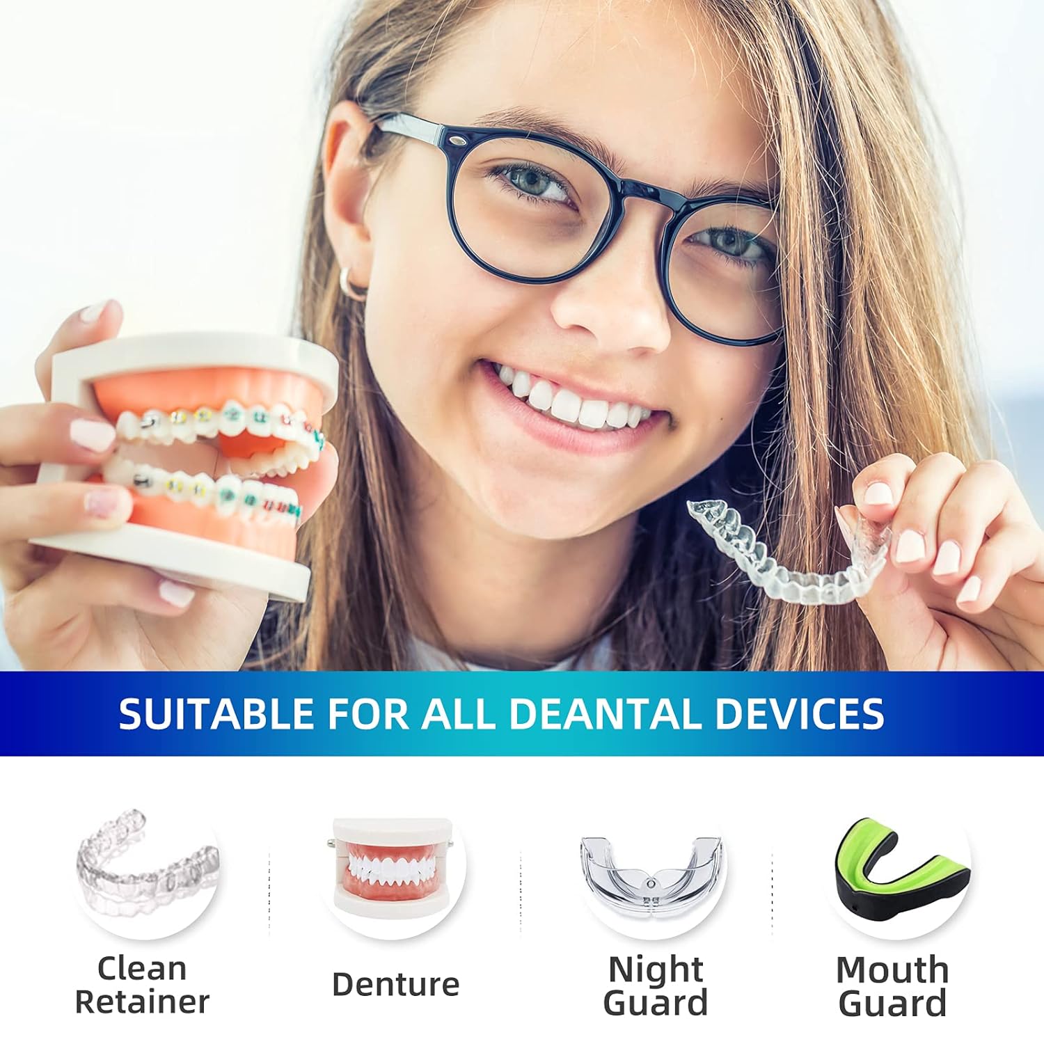 Buy now Retainer & Denture Cleaner Tablets - 4 Months Supply (120 pcs) Dental Retainers for Aligner - Mouth & Night Guards - False Teeth Whitening - Removes Odor & Plaque (120 Pcs) at indiglob india
