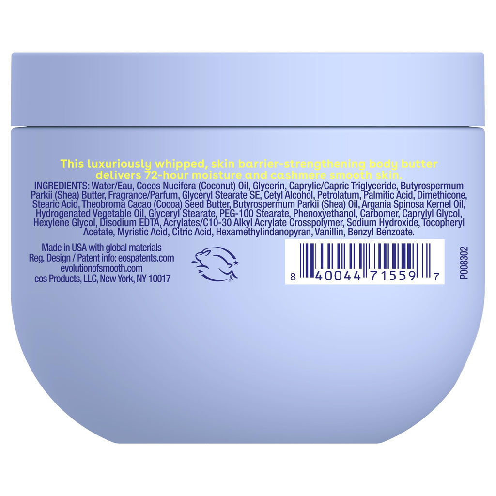 eos Cashmere Whipped Oil Body Butter, Vanilla Cashmere, 72 Hour Weightless Moisture For Dry Skin, Rich Formula and Deep Hydration, Body Care, 10 oz