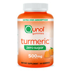 Qunol Zero Sugar Turmeric Gummies 500mg, Ultra High Absorption Gummy, 90 ct | Gluten Free Supplement that Supports Joint Health and a Healthy Inflammation Response, Great Tasting Tangerine Flavor