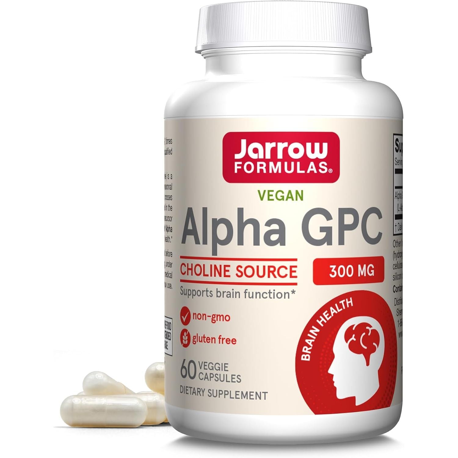 Buy now Jarrow FormulasÂ® Alpha GPC, 300mg, Dietary Supplement, Brain Health Supplements for Adults, 60 Veggie Capsules, 30 Day Supply at indiglob india