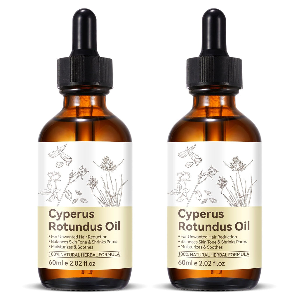 2 Pack Cyperus Rotundus Oil, Natural for Reducing Body Hair Growth, Cyperus Rotundus Oil for Hair Removal, Reduces Unwanted Hair Growth, Reducing Body Hair Growth, Shrink Pores