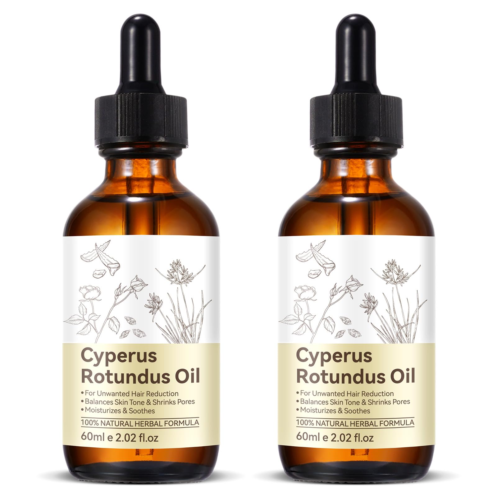 2 Pack Cyperus Rotundus Oil, Natural for Reducing Body Hair Growth, Cyperus Rotundus Oil for Hair Removal, Reduces Unwanted Hair Growth, Reducing Body Hair Growth, Shrink Pores
