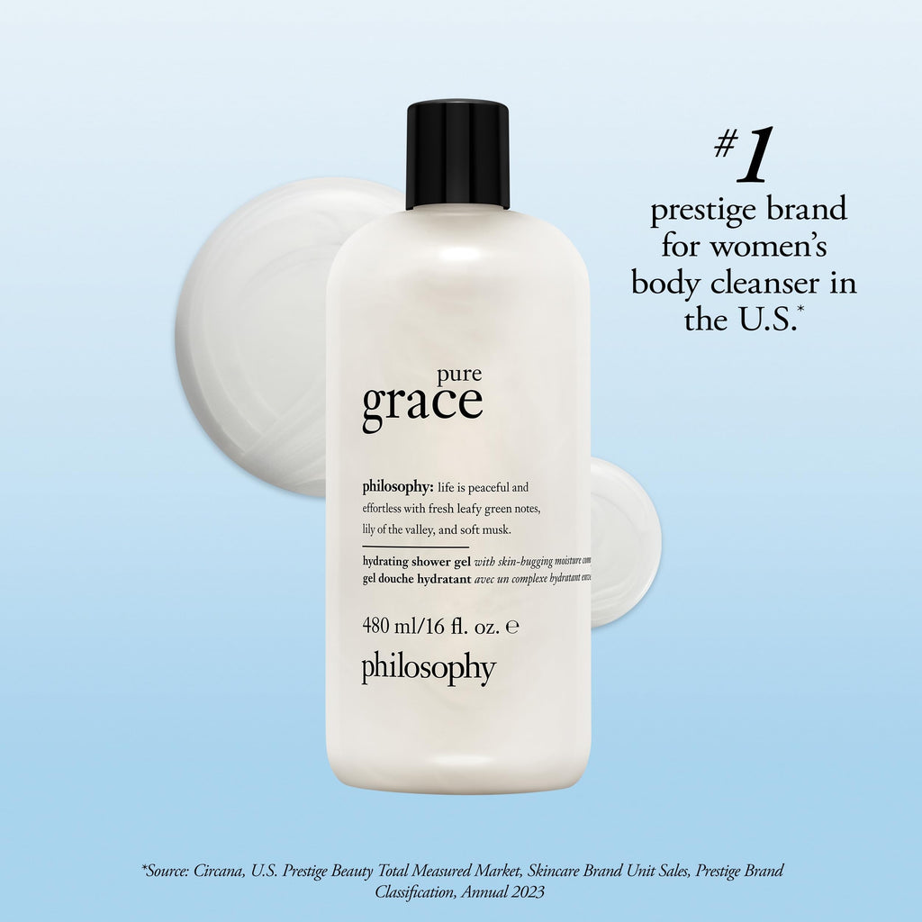 philosophy pure grace hydrating bath & shower gel - efficiently cleanses, soothes & comforts dry skin - vegan & cruelty free formula