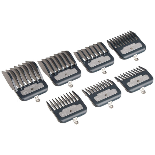 Buy now Andis Master Series Premium Hair Clipper Attachment Comb Set, Clipper Guards Cutting Guides with Metal Clip, Black, 7 Count at indiglob india