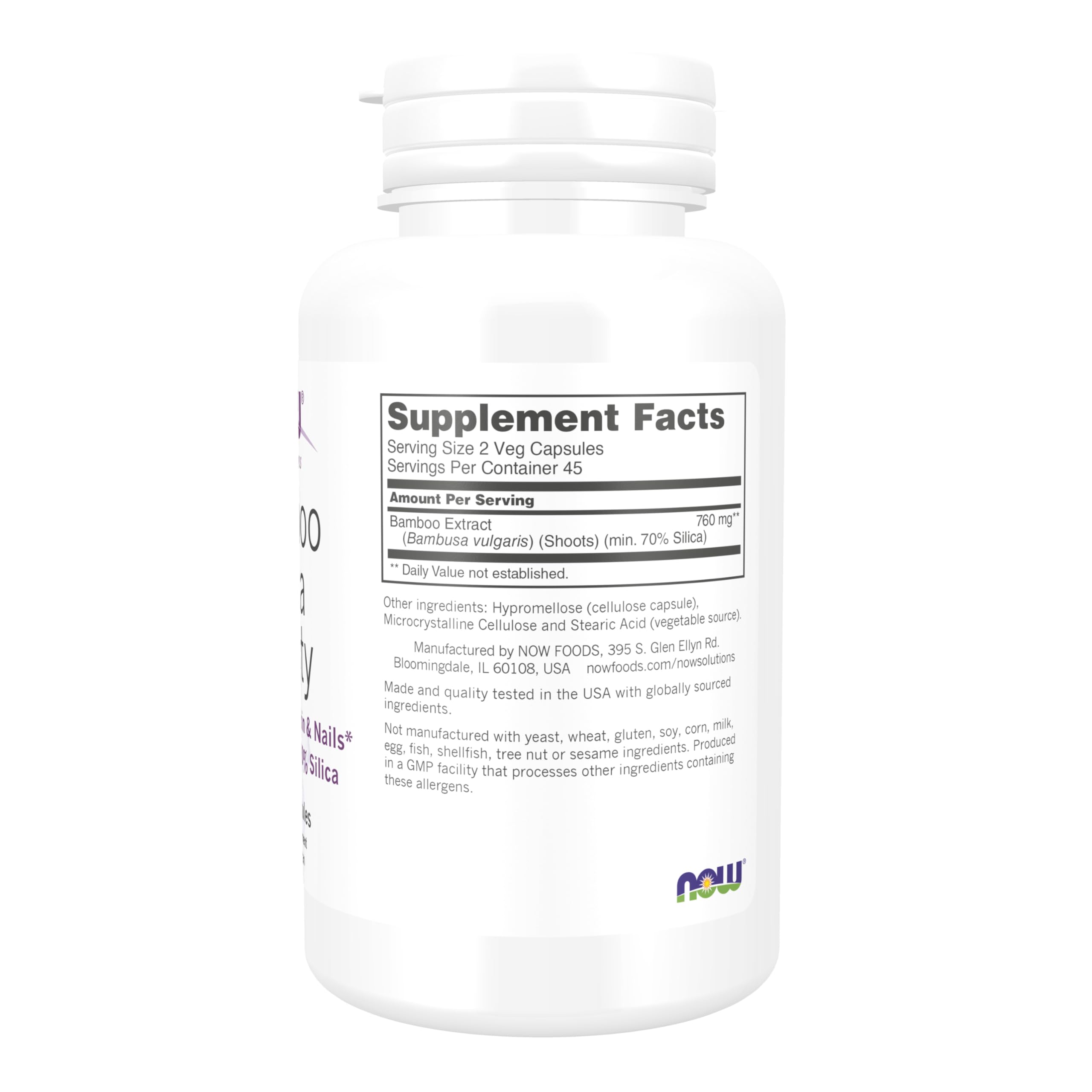 Buy now NOW Foods Solutions, Bamboo Silica Beauty, Support for Hair, Skin & Nails, Standardized to 70% Silica, 90 Veg Capsules at indiglob india