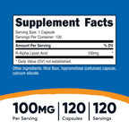 Nutricost R-Alpha Lipoic Acid 100mg, 120 Capsules, Veggie Capsules | GMO-Free, Gluten Free