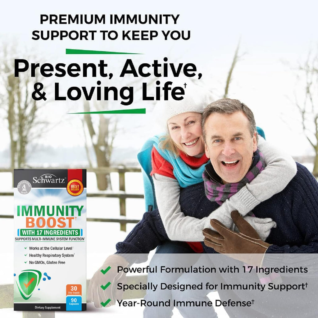 Immune Support Supplement for Adults with Vitamin C and Zinc, 90 Capsules