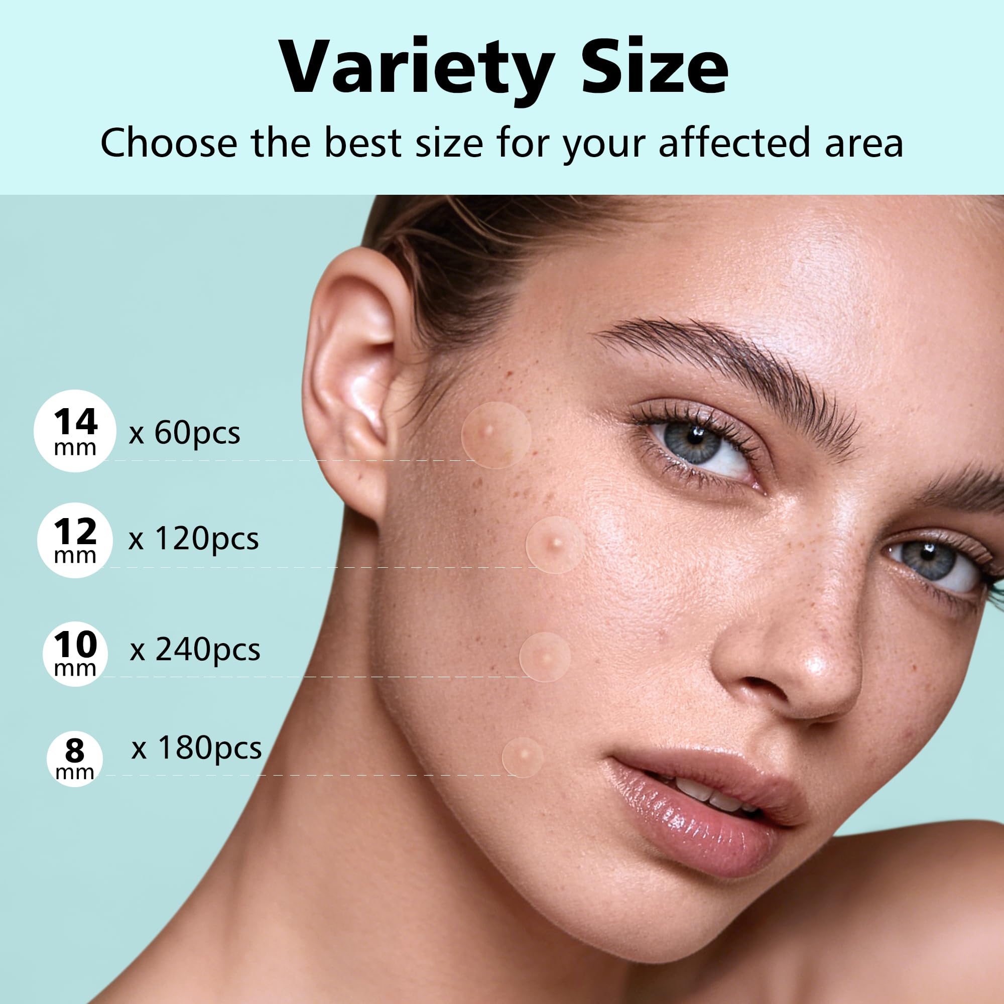 Pimple Patches for Face - 4 Size 600 Counts Acne Patches, Hydrocolloid Patches for Covering Zits and Blemishes, Spot Stickers with Salicylic Acid, Tea Tree Oil & Calendula Oil