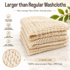 100% Natural Sisal Washcloth. Gentle Exfoliation for Smoother Skin. Durable & Reusable for Face & Body. 100% Biodegradable. Removes Dead Skin Cells and Dirt (3 Pcs)