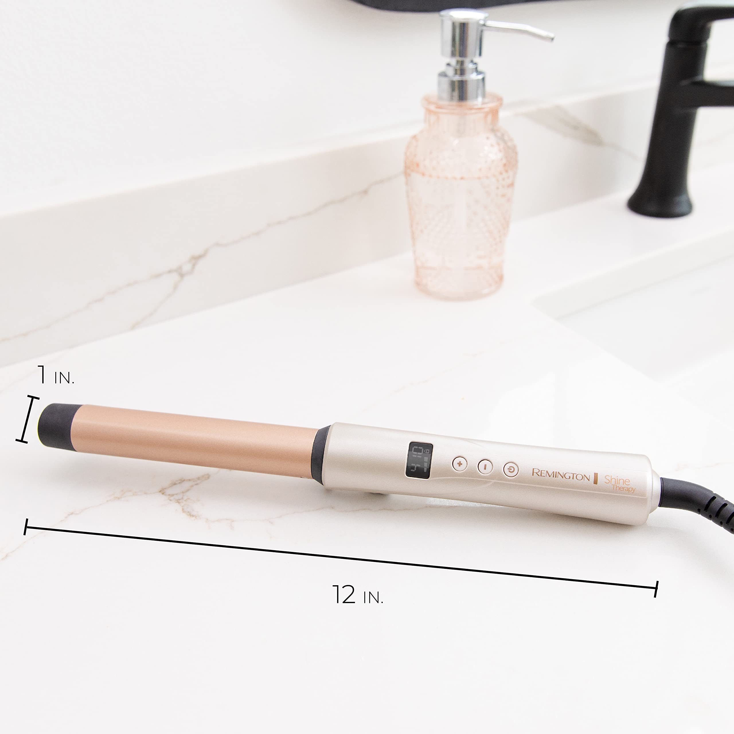 Remington Shine Therapy Curling Wand, 1 Inch, Argan Oil & Keratin | Argan Oil and Keratin infused, Straight Barrel for Loose Waves, Includes Heat Glove, Ceramic Technology for Smooth Shine