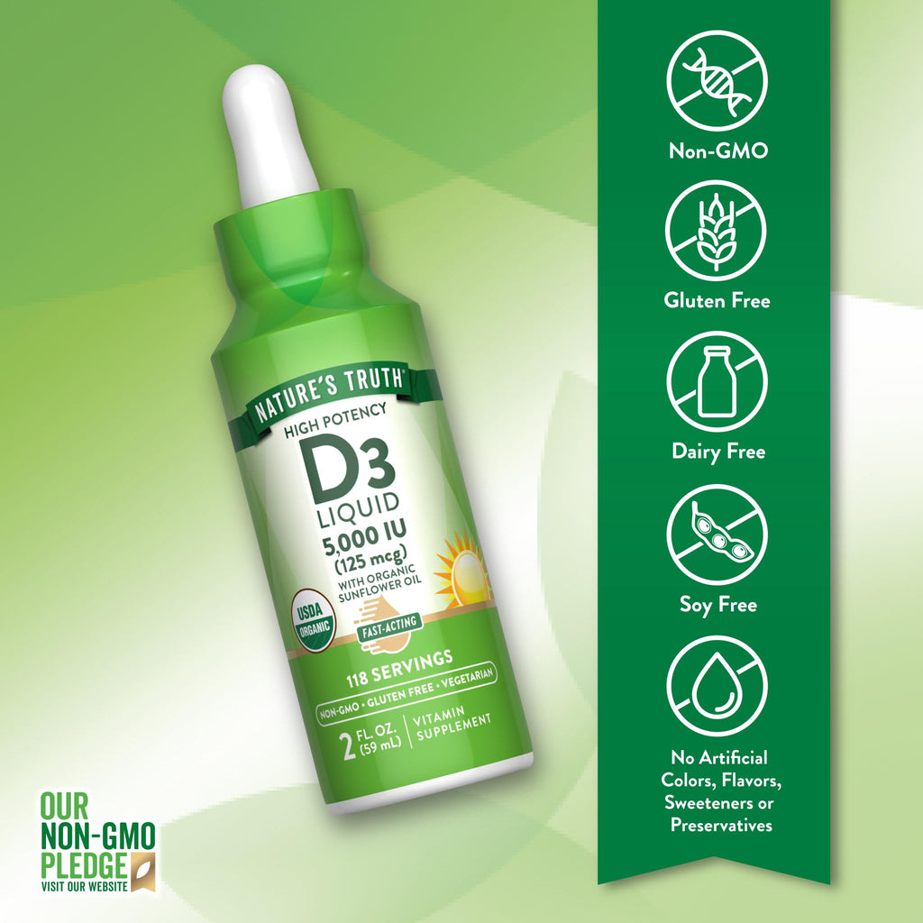 Nature's Truth Vitamin D3 Liquid | 5000 IU | 2 fl oz