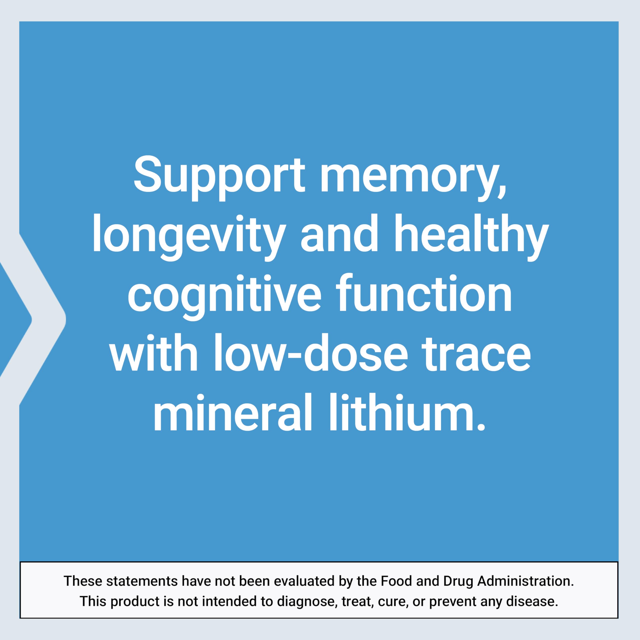 Life Extension Lithium, 1000 mcg – Lithium Orotate – Helps Maintain Cognitive Function & Memory – Low-Dose Formula – Non-GMO, Gluten-Free, Vegetarian – 100 Capsules