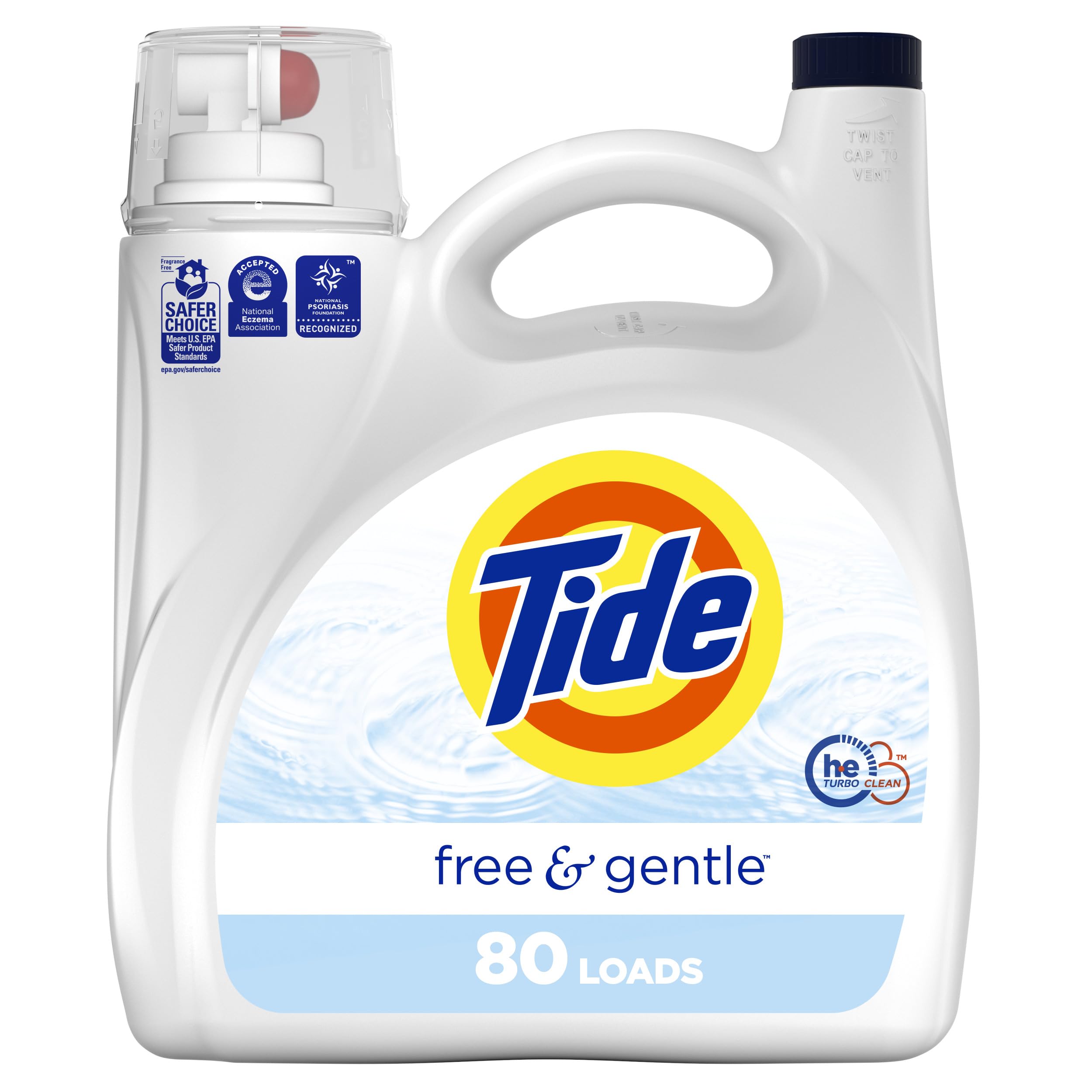 Buy now Tide Free & Gentle Liquid Laundry Detergent, 80 Loads, 105 fl oz, Tide Laundry Detergent, Clean Laundry Detergent at indiglob india