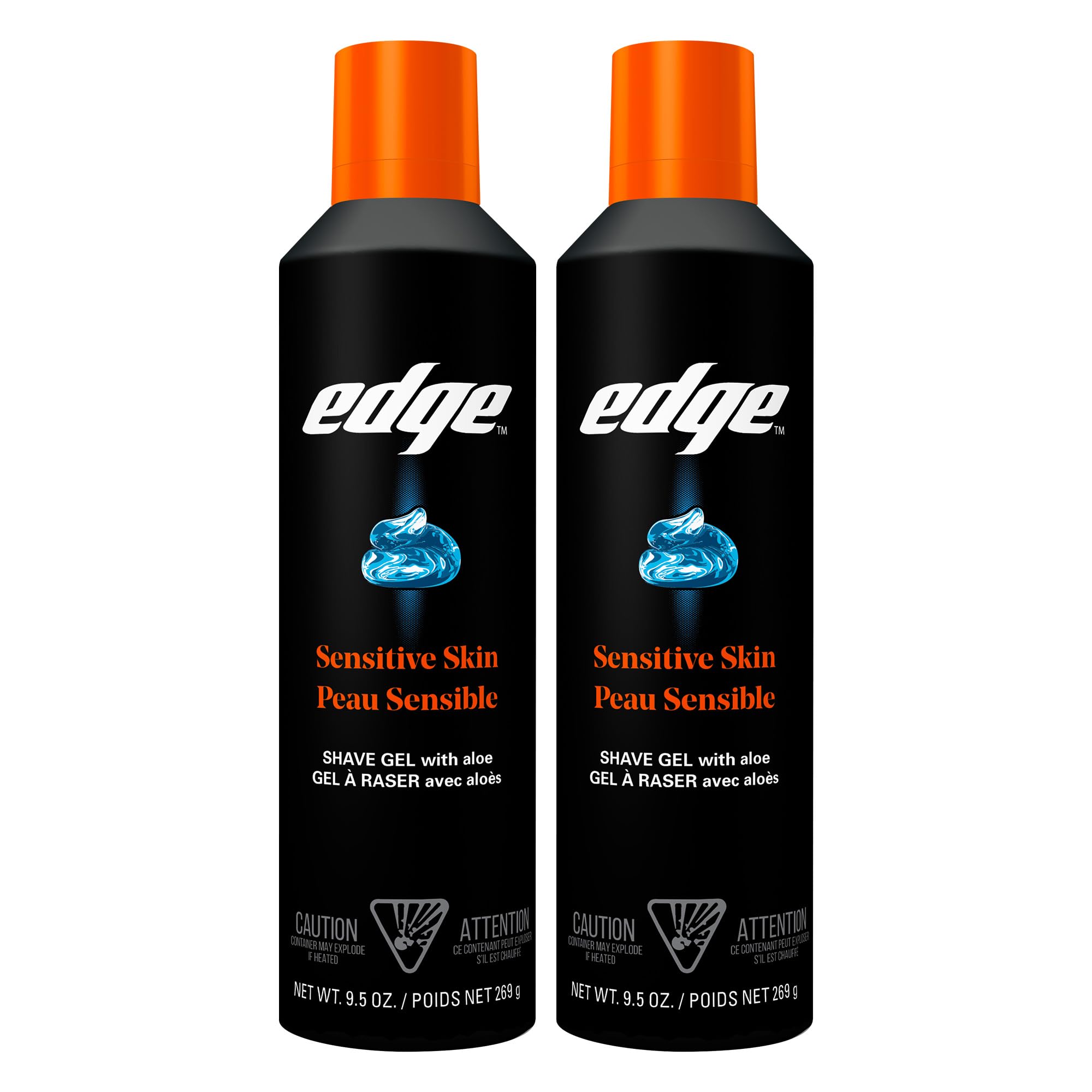Edge Shaving Gel for Men, Sensitive Skin, 9.5 oz (2 Pack) | Sensitive skin shaving cream gel, Reduces irritation, Aloe-enriched formula, Lubricates for razors, Moisturizing glide