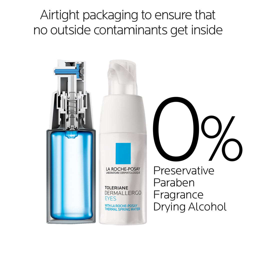 La Roche-Posay Toleriane Dermallergo Eye Cream for Sensitive Skin 0.68oz | Soothing moisturizer comforts sensitive skin. Allergy tested, fragrance free, alcohol free. Formerly Toleriane Ultra Eyes.