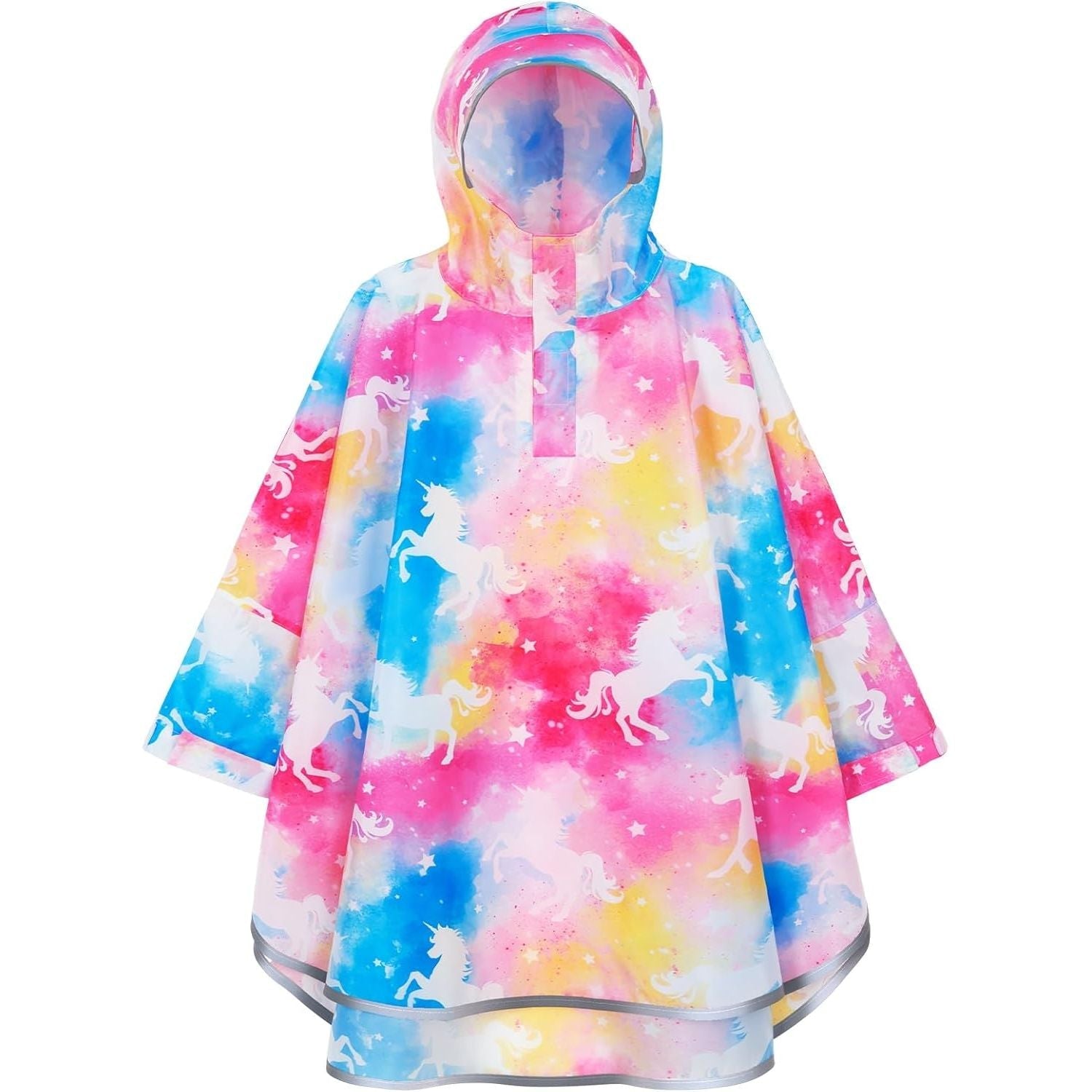 Buy now WAWSAM Lightweight Kids Rain Poncho Reusable Toddler Raincoat Waterproof Rain Jacket 3-5T Unicorn Tie-dye at indiglob india