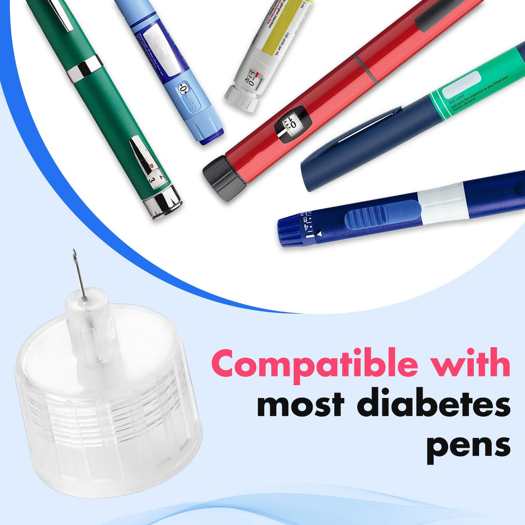 Pen Tips 32G x 4mm(5/32") Universal Fit, Sterile，Ultra-Thin Wall Technology. Comfortable and Precise，100 Count
