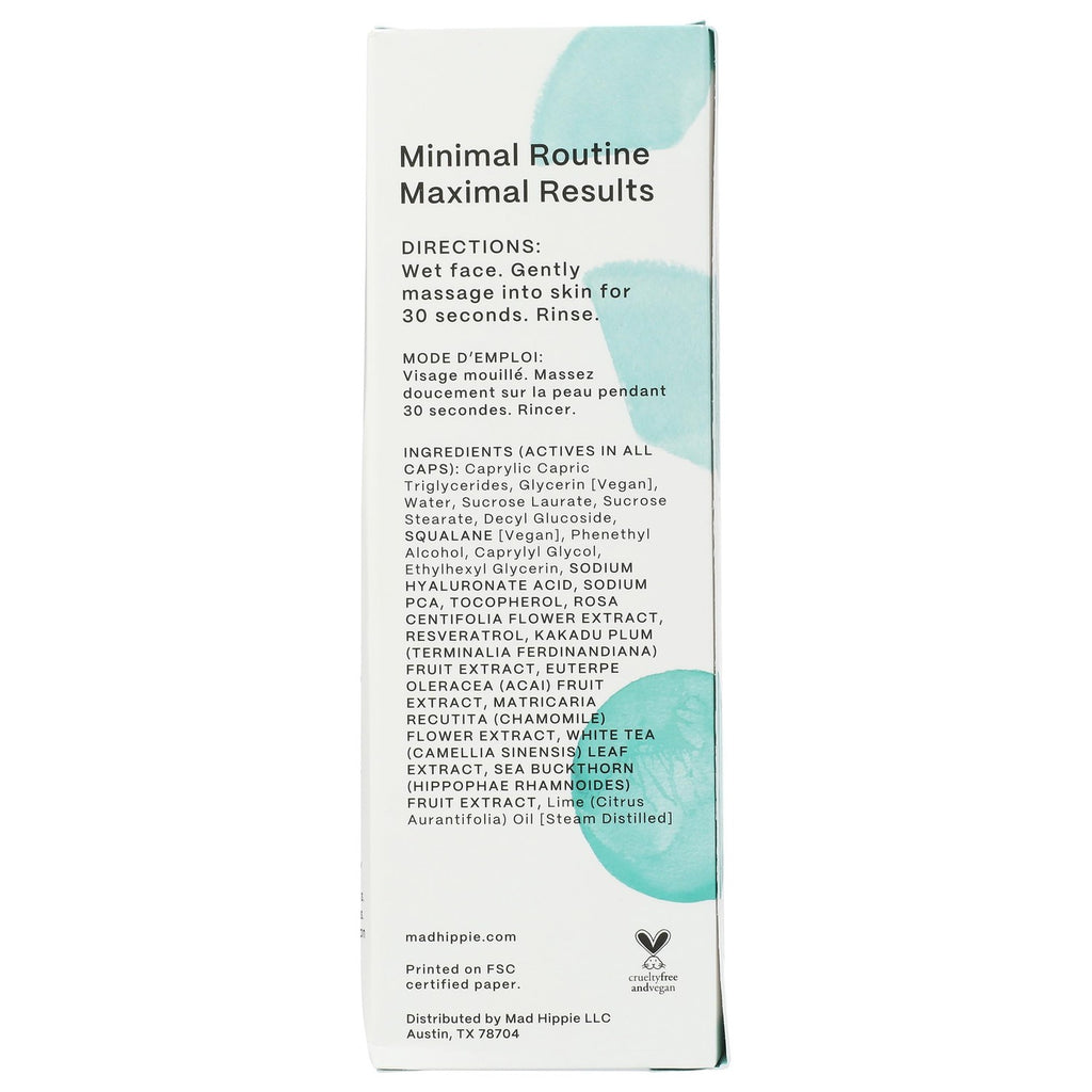 Mad Hippie Gel Cleanser - Jelly to Milky Hydrating Face Wash for Women/Men with Rose, Chamomile, and Hyaluronic Acid, 4 FL OZ