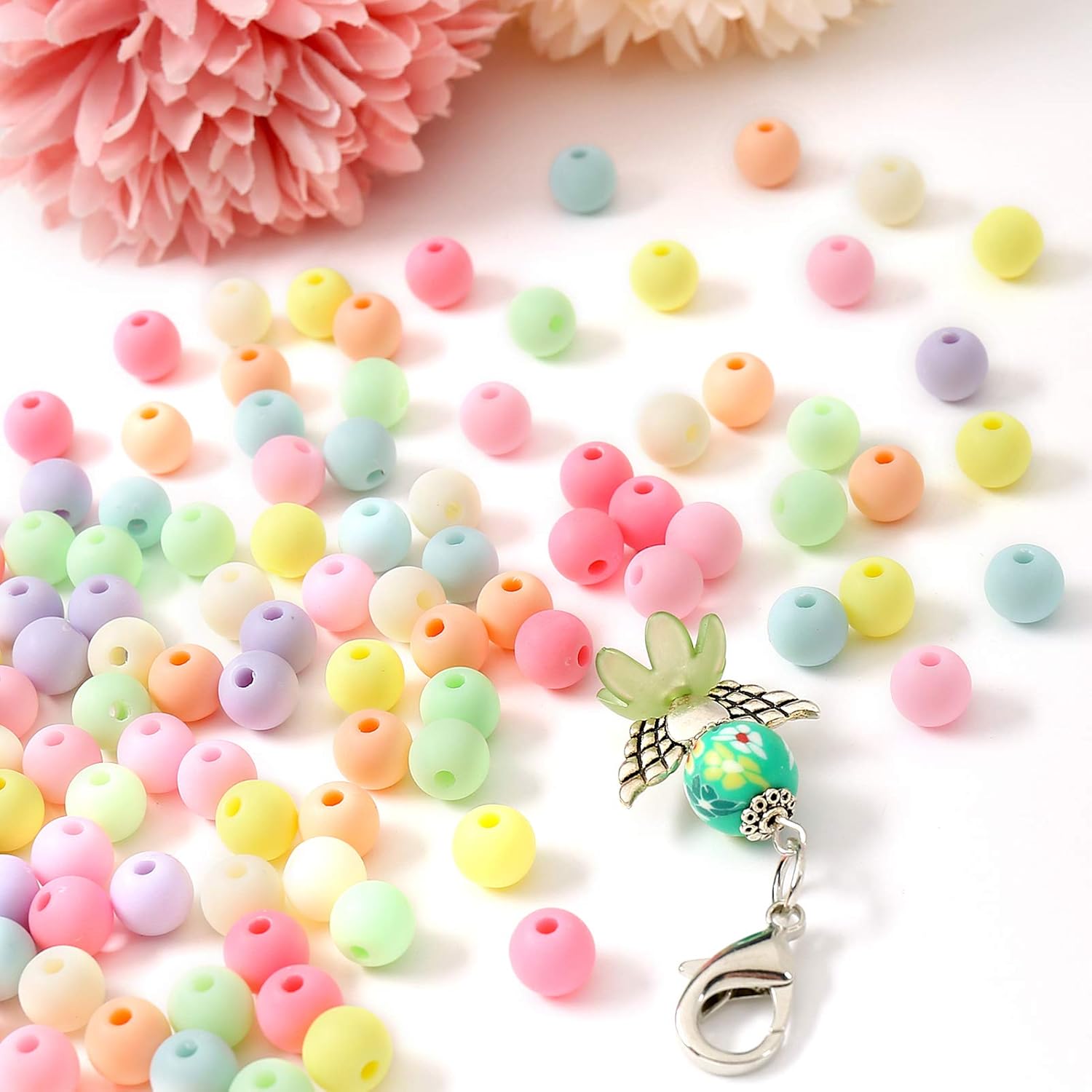 Buy now ToBeIT Color Beads Acrylic Round Beads Pastel Round Bead for DIY Necklace, Bracelet, Earring Jewelry Making (8mm-770pcs) at indiglob india