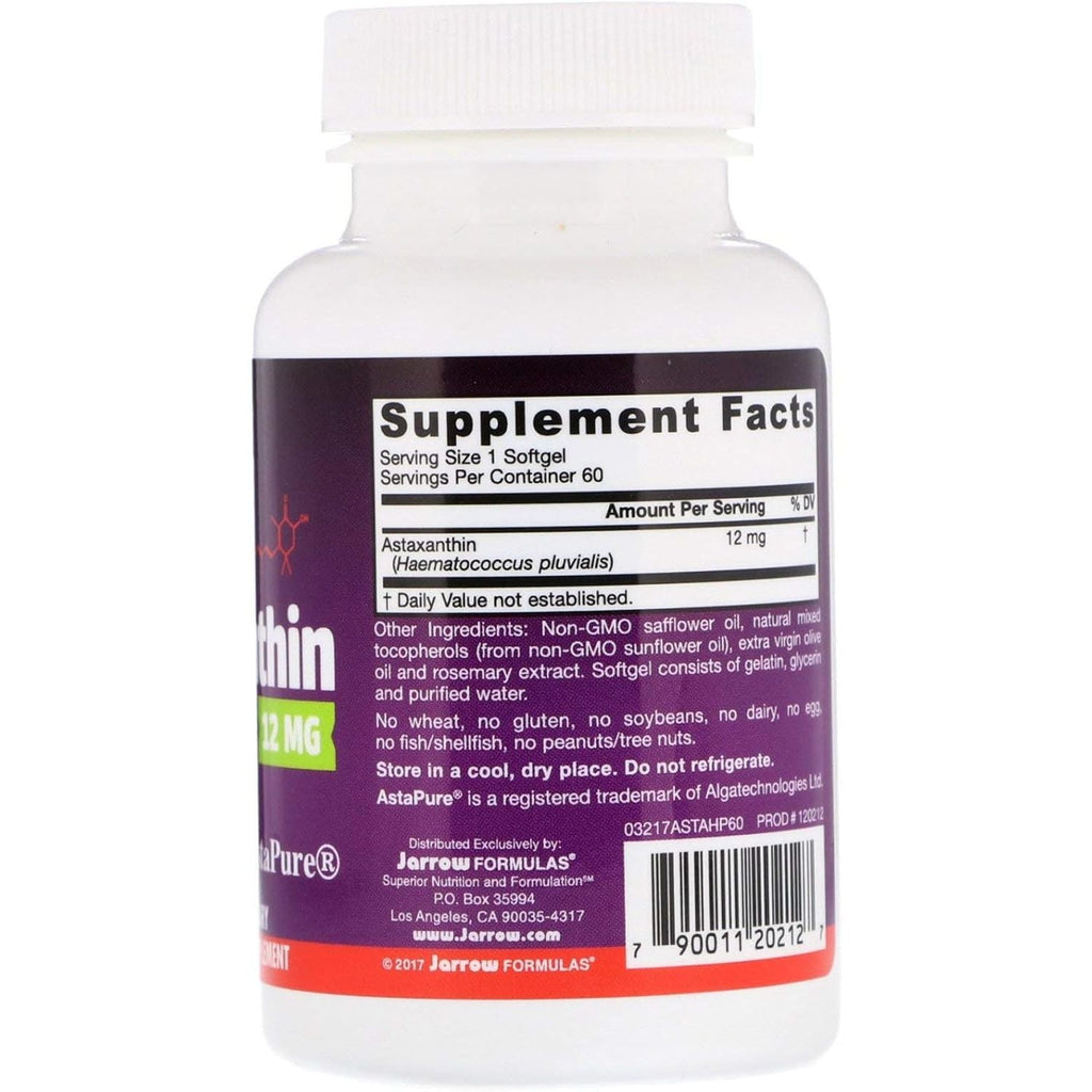 Buy now Jarrow FormulasÂ® Astaxanthin 12 mg, Dietary Supplement, Antioxidant Support for Immune and Eye Health, 60 Softgels, 60 Day Supply at indiglob india
