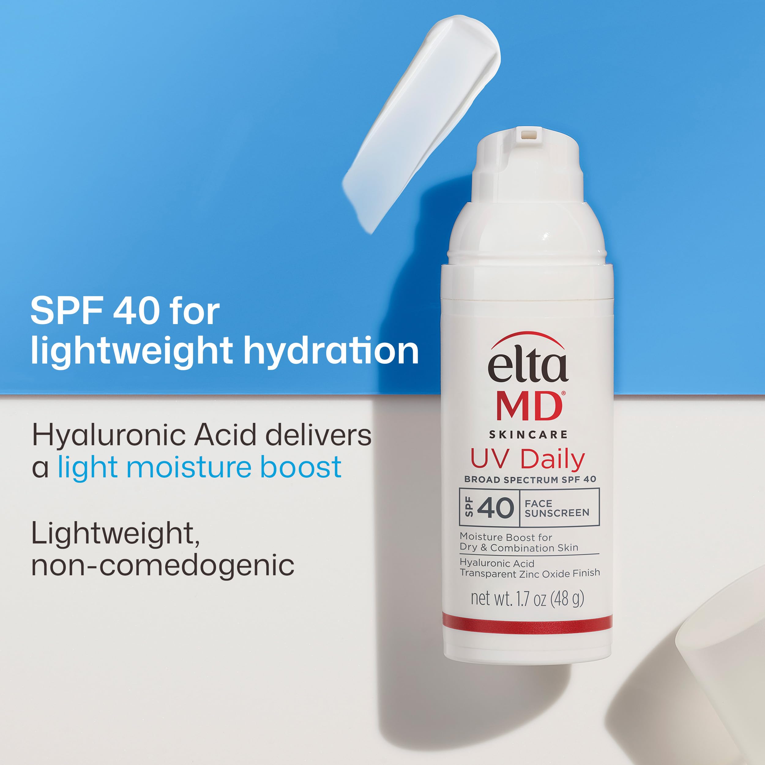 EltaMD UV Daily Face Sunscreen Moisturizer, Zinc Oxide, SPF 40 and SPF 50 | Hydrates and Protects Dry Dehydrated Skin, Lightweight, No White Cast, Dermatologist Recommended, Available in Three Tints