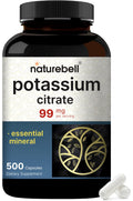 NatureBell Potassium Citrate 99mg, 500 Capsules - Chelated Mineral Supplements - Non-GMO, Gluten Free